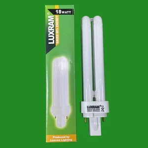 6x 18W LUXRAM G24d-2, 2 pin, Low Energy CFL Light Bulb 4000K Cool White PL Lamp - Picture 1 of 3