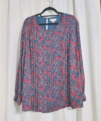 Ava And Viv 2X Floral Top Blouse Long Sleeve Career Girl Boho Fem - Image 1 of 4