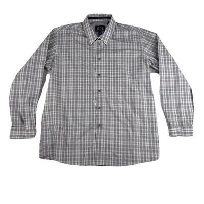 Camisas sociais masculinas Joseph Abboud novas com botões XL xadrez rosa cinza branco escritório - Imagem 1 de 4