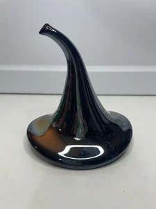 handblown Art Glass Halloween Witch Hat Iridescent Purple 4.5”H Whimsigoth - Picture 1 of 8