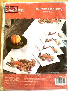 Craftways "Harvest Bounty Table Runner" cross stitch 14"x44" For Thanksgiving! - Picture 1 of 3