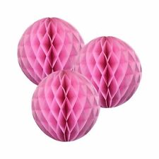 3x Pink 12 inch HoneyComb Round Tissue Paper Lantern Ball Pom Poms Wedding Decor