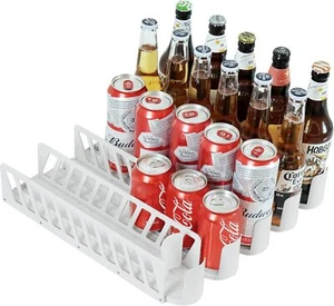 Drink Organizer for Fridge, Self-Pusher Glide 12-20oz Cans and 5 Wides - Picture 1 of 7