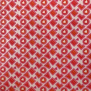 Vintage Valentines Day Gift Wrapping Paper 1979 Red Pink Love Stripes Hearts 70s - Picture 1 of 3