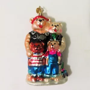 Radko Harley Davidson Bear Family Glass Christmas Ornament - Mint - Picture 1 of 5