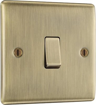 BG Nexus Metal NAB12 -ANTIQUE BRASS SATIN GOLD Single Light Switch 1 Gang 2 Way - Image 1 of 4