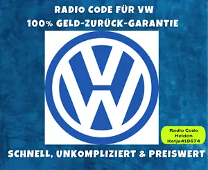 VW Radio Code / Pin Code Volkswagen RCD RNS Blaupunkt Navigation Alpha Technisat - Bild 1 von 12