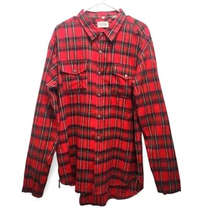 FWRD Denim & Co Men's 2XL Red Plaid Button Down Zipper Accents Elbow Patches - Picture 1 of 8