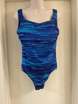 Traje de baño Croft & Barrow rayas multicolores brillo metálico 1 pieza talla 16 usado en excelente estado Foto 1 de 4