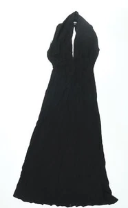 ASOS Womens Black Cotton Maxi Size 8 V-Neck Button - Picture 1 of 10