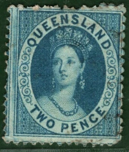 Australia States QUEENSLAND QV Classic CHALON Stamp 2d Blue MNG {samwells}GOLD83 - Picture 1 of 6