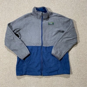 LL Bean Fleece Jacket Boys Large 14 Grey Blue Zip Up Sherpa Windbreaker - Picture 1 of 12