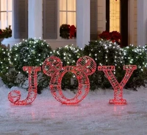Disney Mickey Mouse 6 Ft Christmas Joy Yard Decoration with Red LED Lights NEW - Picture 1 of 2