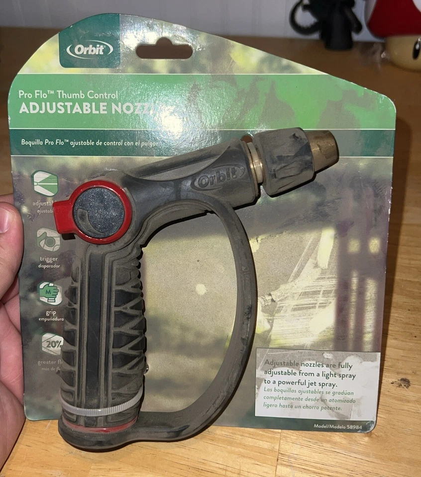 Boquilla de pulverización de control de pulgar Orbit 58984 patrón ajustable Pro Flo 80 PSI negra Foto 1 de 4