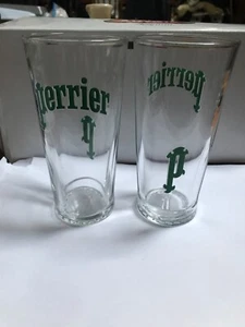 NEW Modern 2020 Perrier Water Glasses x 2  Tumblers Retro Unused Condition - Picture 1 of 5