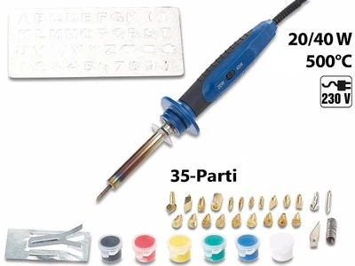 Kit Pirografo professionale per decorare il legno la Pelle sughero con set punte - Immagine 1 di 4