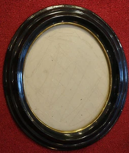 Bilderrahmen oval,Biedermeier, Pappmaché mit Holz versteift, mit Glas - Bild 1 von 3