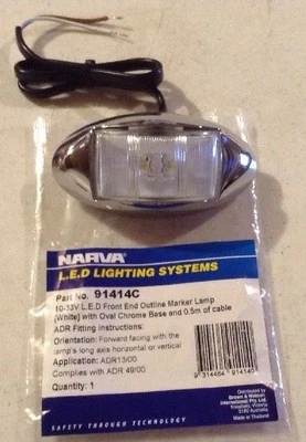 NARVA CHROME FRONT END OUTLINE MARKER LIGHT 91414C WHITE LED BASE 3.5" 10-33V - Image 1 of 4