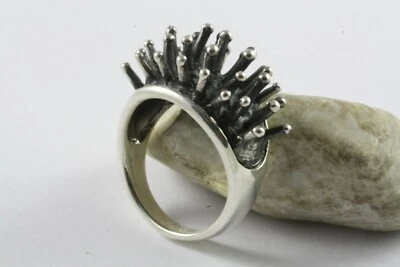 Anello Design Igel Skull Gothic Tribal 925 Argento - Immagine 1 di 4