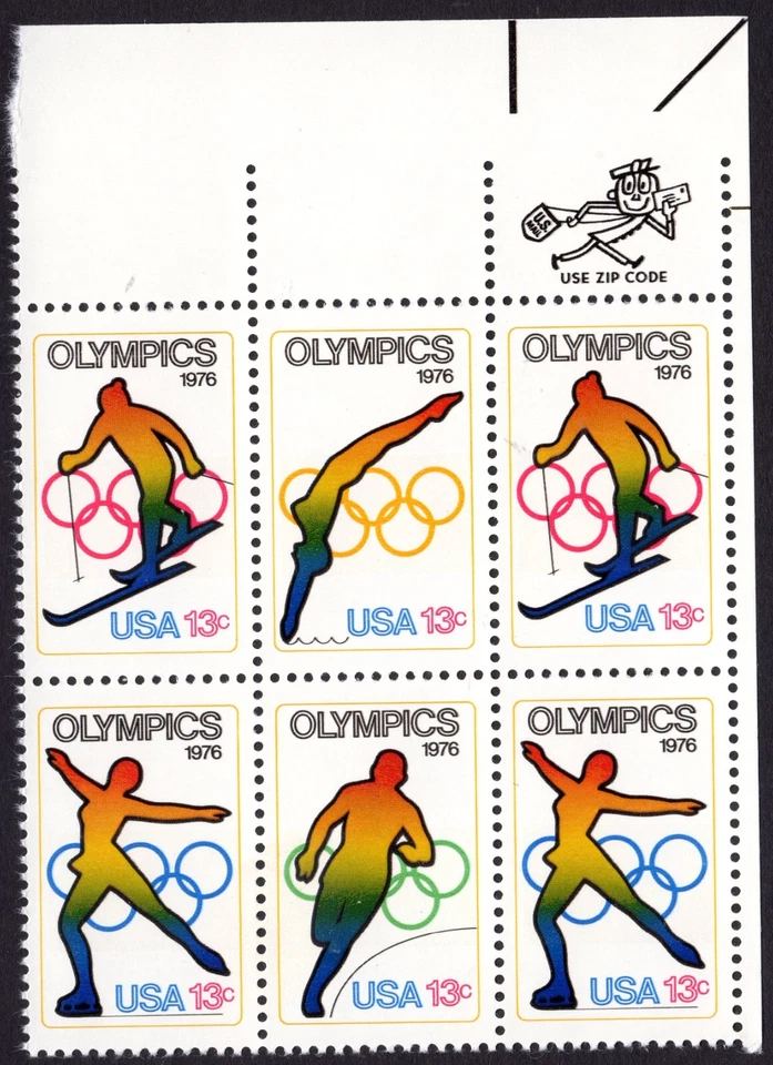Scott #1698a (1695-98) Winter Olympics 1976 Zip Block of 6 Stamps - MNH UR - Image 1 of 1
