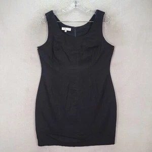 Vtg 90s Trio NY Womens Dress Black Scoop Neck Classic Bodycon Sexy Mini Size 14 - Picture 1 of 21