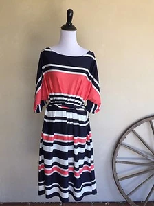 KARIN STEVENS Stripped Spandex Blend Comfy Belted Dress Plus 2X NEW TAGS! USA!!! - Picture 1 of 12