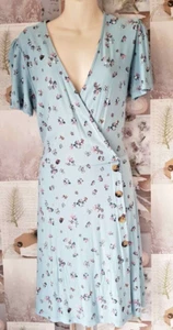 Next Sky Blue Floral Shift Wrap Button Vintage Design Tea Dress Size 10 BNWT - Picture 1 of 4