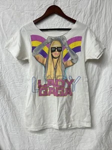 Vintage Lady Gaga Cut Off T-Shirt Weiß Rosa Med Punk Style - Bild 1 von 6