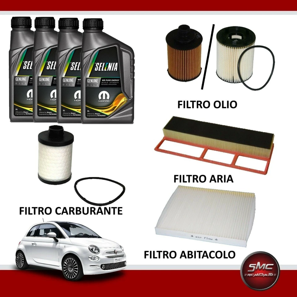 Kit Tagliando FIAT PANDA 500 1.3 Multijet Kw 55 51 4 L Selenia 5w30 Misti