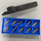 Lathe Cut-Off Grooving Parting Tool Holder+ 10pcs MGMN300 Insert Blades + Wrench
