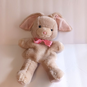 80's 1986 Mattel Emotions Beige Soft Bunny Hand Puppet Pink Nose Rabbit Plush