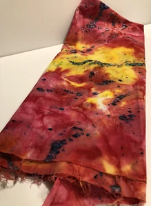 44” x 44” Cotton Batik Fabric Hand-dyed Red, Orange, Pink, Yellow, Orange, White - Picture 1 of 4