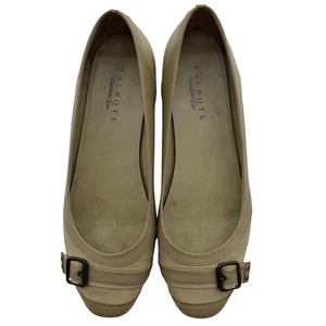 Talbots Size 10 Finata Buckle Flat Leather Beige Sesame Ballet Round Toe Detail - Picture 1 of 11