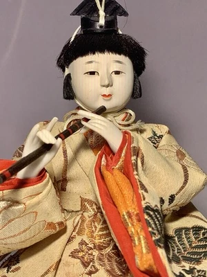 Antique Japanese Hina Ningyo Wood Gofun Musician  - Image 1 of 4