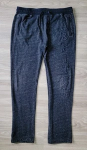 Vtg Abercrombie & Fitch Sweatpants Womens M Blue Spellout Pull On Drawstring Y2K - Picture 1 of 15