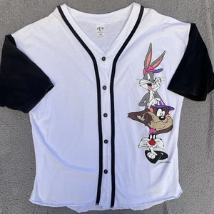Vintage Looney Tunes 1994 Baseball Jersey Sun Sportswear Bugs Bunny Taz Size M - Picture 1 of 8