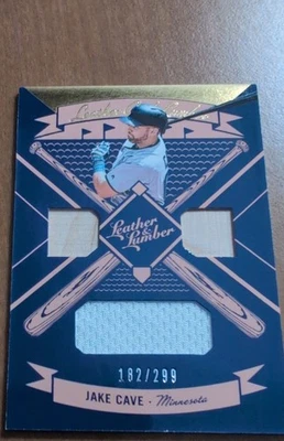 2019 Panini Leather & Lumber - Triple Relics Jake Cave /299 Twins - Image 1 of 2