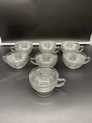 Juego de 7 tazas de café de té de vidrio transparente Anchor Hocking Manhattan Art Deco LEER Foto 1 de 4