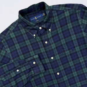 Ralph Lauren Shirt Men's Medium Black Watch Button Down Long Sleeve Slim Fit - Picture 1 of 13