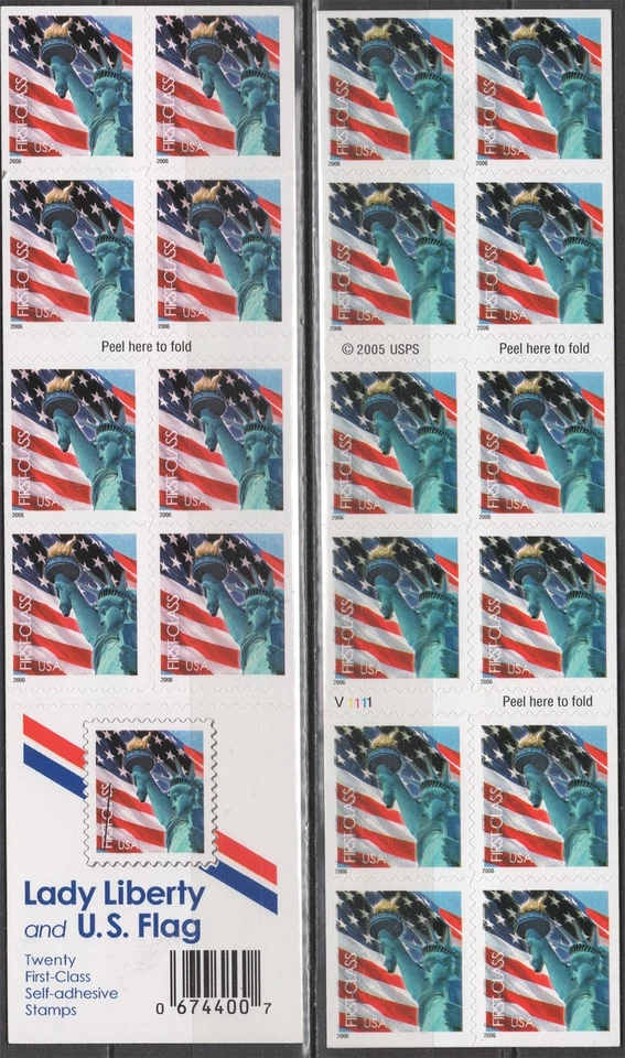 SC# 3972a - 2006 - 39¢ Lady Liberty & Flag Double-sided Convertible Pane of 20 - Image 1 of 1