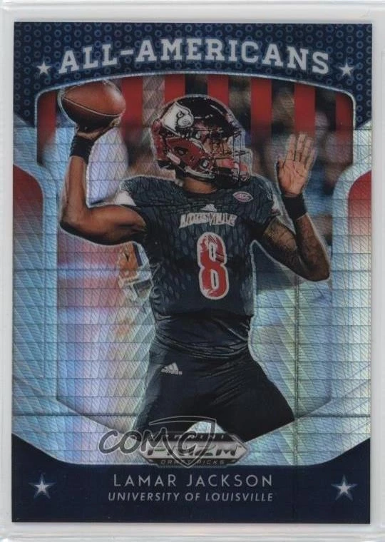 2019 Panini Prizm Draft All-Americans Hyper Prizm /75 Lamar Jackson #59 - Image 1 of 2