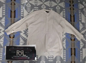 Vintage RRL Ralph Lauren Pullover halber Knopf Plissee gebänderter Kragen Kleid Shirt 2XL  - Bild 1 von 11