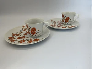 2 Vtg 1976 “Winter Dog Wood” By Saltera, Japan Snack Plates & Cups - Picture 1 of 5