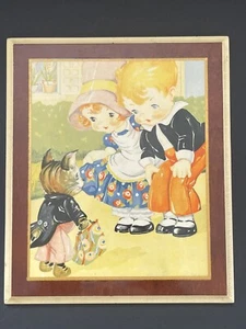 Vintage Children’s Art Print Wood Plaque 1930’s Book Illustration Ruth E Newton - Picture 1 of 7