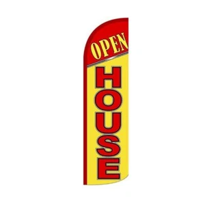 Open House Swooper Flutter Windless Feather Flag | 3ft W x 11.5ft Tall - Picture 1 of 3