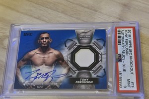 2018 TOPPS UFC Tony Ferguson Knockout Blue Relic /35 Auto PSA 9