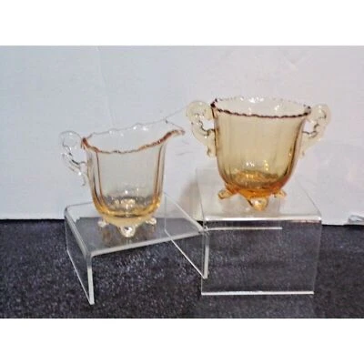 Cambridge Line 3400 Amber Footed Open Sugar and Creamer - Image 1 of 4