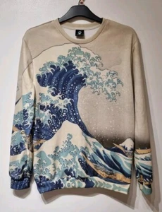 The Great Wave Off Kanagawa Ladies Sweatshirt Aloha From Deer Size Medium Rare - Picture 1 of 13