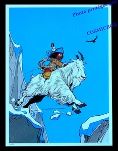 YAKARI dos de chèvre bouc bouquetin montagne AFFICHE bleu chambre poster enfant - Picture 1 of 1