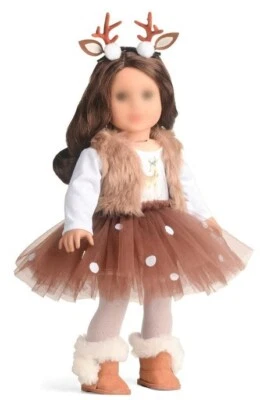 SWEET DOLLY Holiday "Sweet Deer” Tutu Skirt Set - Holiday Outfit, for American Girl Dolls